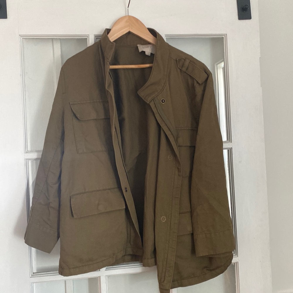 Loft olive linen spring jacket